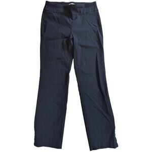 Van Heusen Womens 4 Black Stretch Dress Pants Ankle Slit Trim Career Work